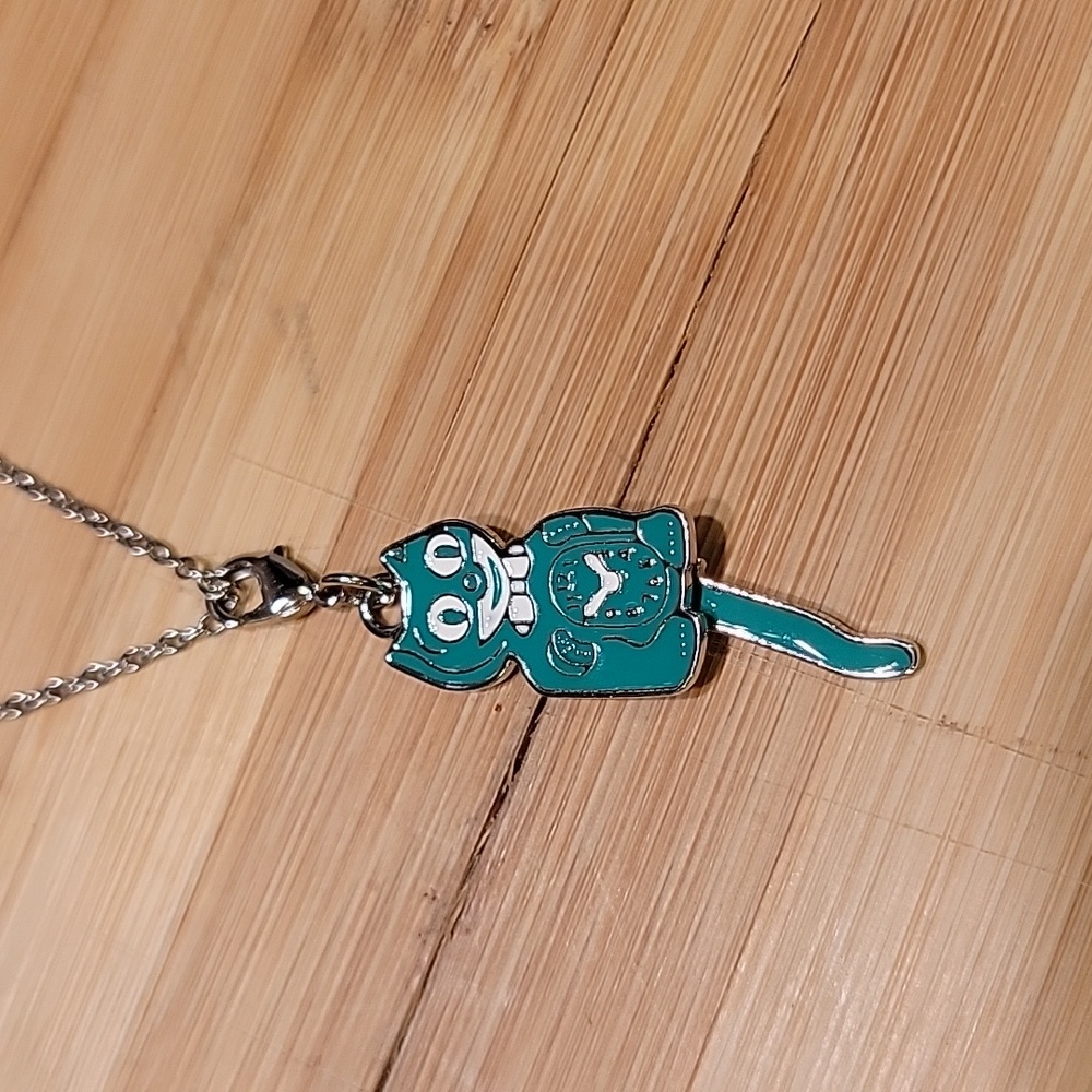 Emerald Green Kit-Cat Klock clock clip on charm necklace